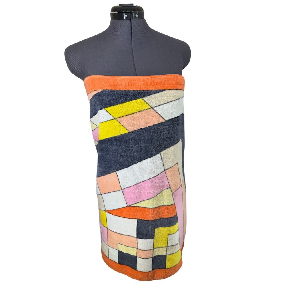 Emilio Pucci for Springmaid Vintage Beach Towel Geometric Color Block 1970s Rare